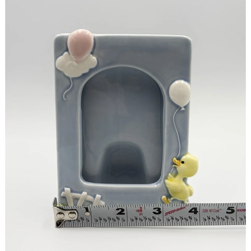 Vintage Tailored Tiles Ceramic Baby Picture‎ Frame Blue Nursery Duck Balloon 3x4